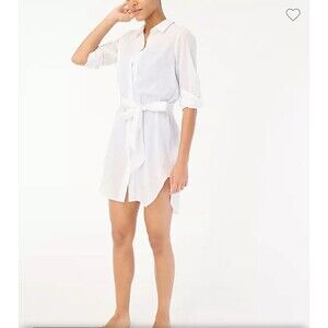 J.CREW Beach Shirtdress S Tie Belt Button Up Long Sleeve Cover Up Mini NWT B58